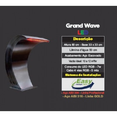 Cascata Para Piscinas Modelo Grand Wave Aço Inox 316 Com Led